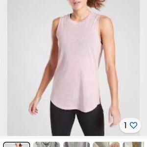 Athleta Breezy Tank sheer trim pink size M